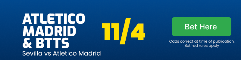 Atletico madrid and both teams to score at 11/4