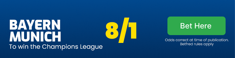 Bayern munich to win the champions league at 8/1