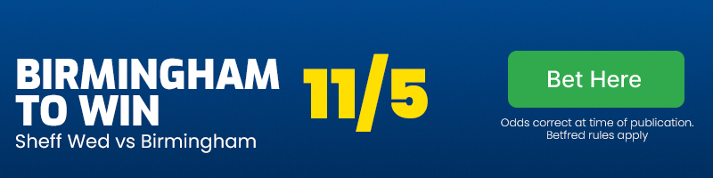 Birmingham to win at 11/5