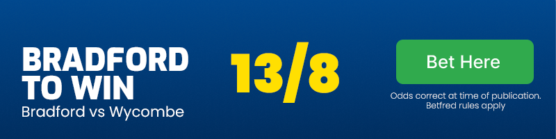 Bradford to win at 13/8