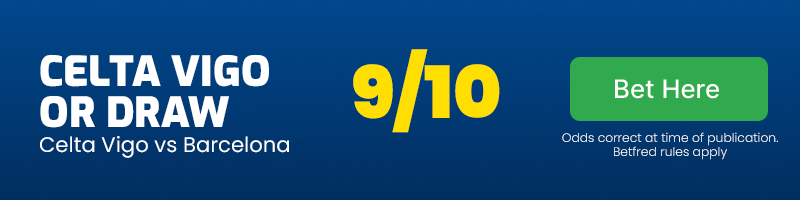 Celta vigo or draw double chance in celta vigo vs barcelona at 9-10