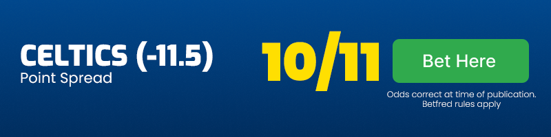 Celtics to cover 11. 5 spread at 10-11