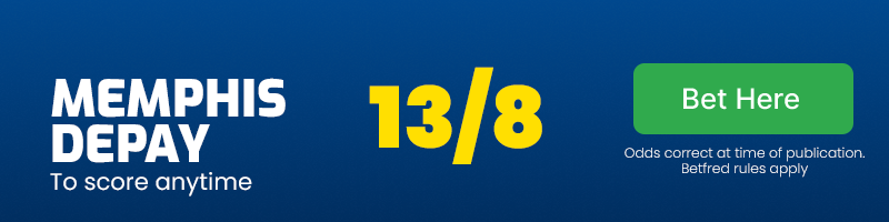 Memphis depay to score anytime at 13/8