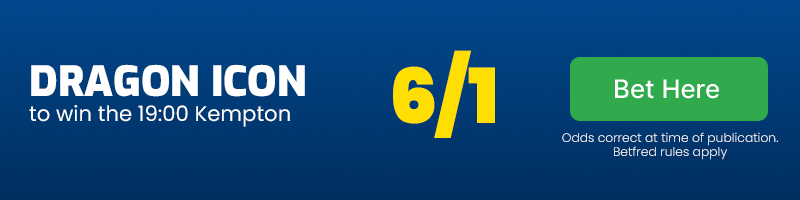 Dragon icon to win 19. 00 kempton at 6-1