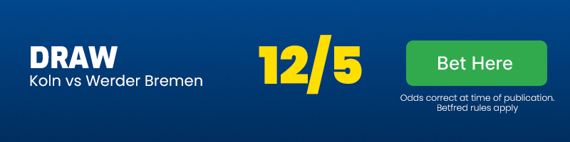Draw in koln vs werder bremen at 12-5