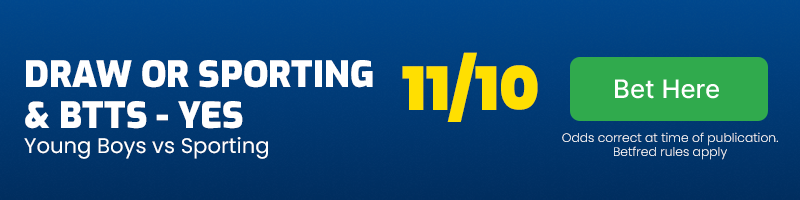 Draw or sporting & btts - yes in young boys vs sporting at 11-10