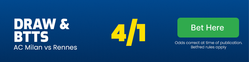 Draw and both teams to score at 4/1
