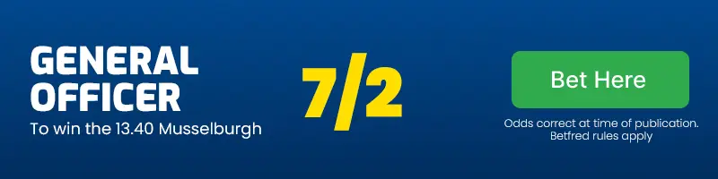 General officer to win the 13. 40 musselburgh at 7/2
