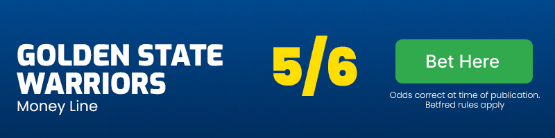 Golden state warriors to win on money line at 5-6