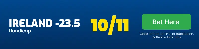 Ireland -23. 5 vs wales at 10-11