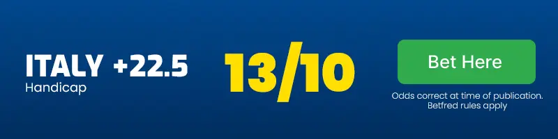 Italy +22. 5 vs france at 13-10