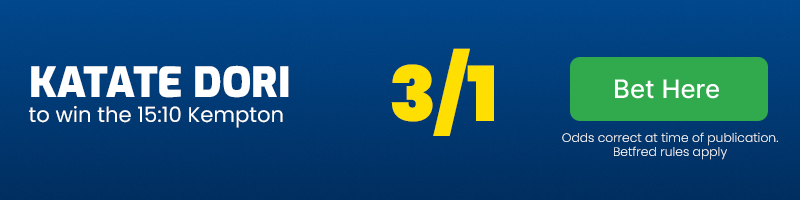 Katate dori to win the 15. 10 kempton at 3-1