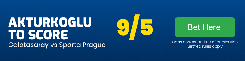 Kerem akturkoglu to score anytime in galatasaray vs sparta prague at 9-5
