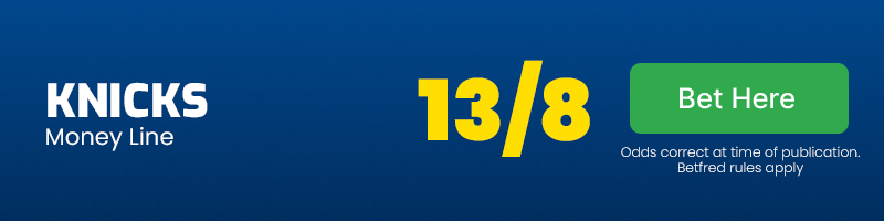 Knicks to win on money line at 13-8