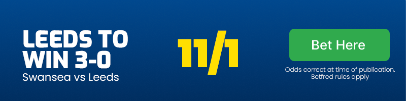 Leeds to win 3-0 at 11/1