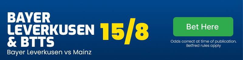 Bayer leverkusen and both teams to score at 15/8