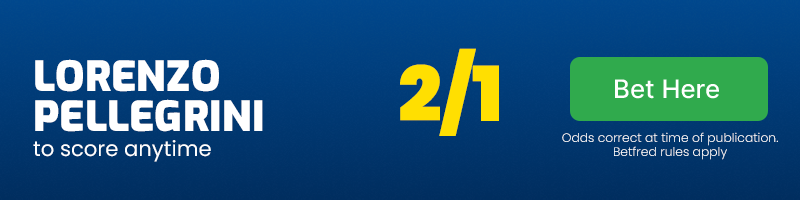 Lorenzo pellegrini to score anytime at 2-1