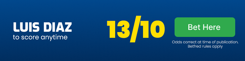 Luis diaz to score anytime at 13-10
