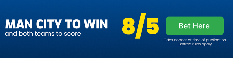 Man city to win and both teams to score at 8-5 vs bournemouth