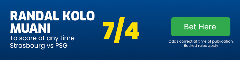 Muani to score at any time strasbourg vs psg