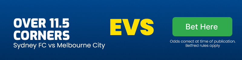 Over 11. 5 corners in sydney fc vs melbourne city at evs
