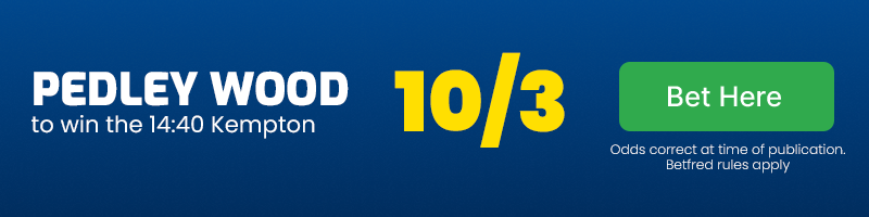 Pedley wood to win 14. 40 kempton at 10-3