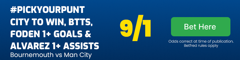 #pickyourpunt in bournemouth vs man city at 9-1