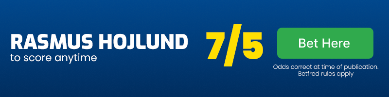 Rasmus hojlund to score anytime at 7-5