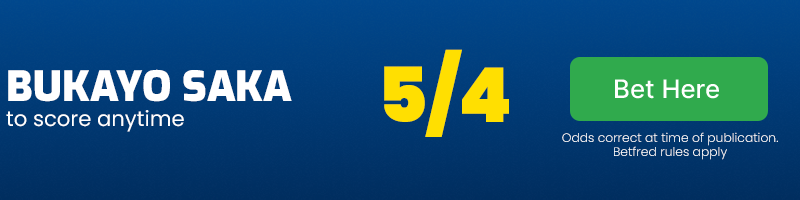 Saka to score anytime at 5-4