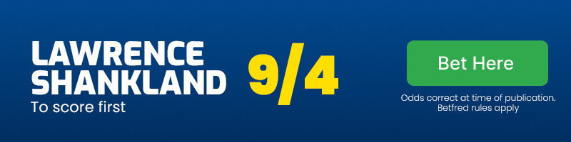 Lawrence shankland to score first at 9/4