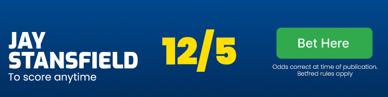 Jay stansfield to score anytime at 12/5