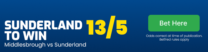 Sunderland to win at 13/5