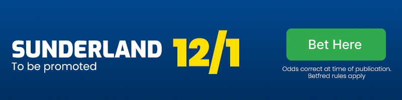 Sunderland to be promoted at 12/1