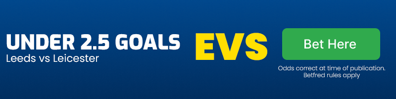 Under 2. 5 goals at evens