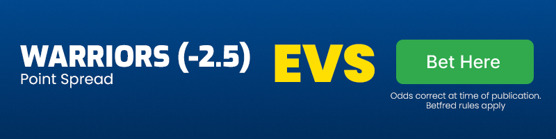Warriors to cover 2. 5 spread at evens