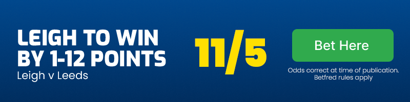 Leigh leopards to beat leeds rhinos by 1-12 points @ 11/5