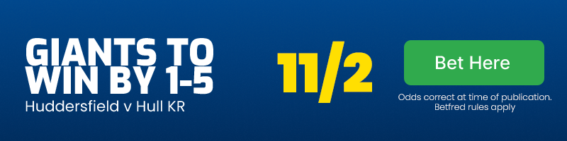 Huddersfield by 1-5 v hull kr @ 11/2