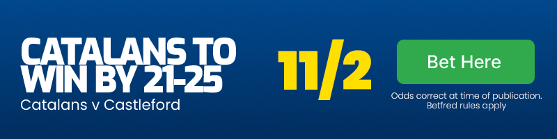 Catalans to beat castleford by 21-25 @ 11/2