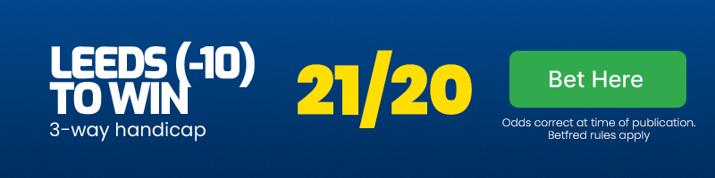 Leeds -10 to beat castleford @ 21/20