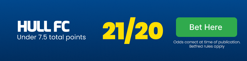 Hull fc under 7. 5 points v hull kr @ 21/20