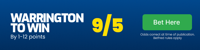 Warrington to win by 1-12 @ 9/5