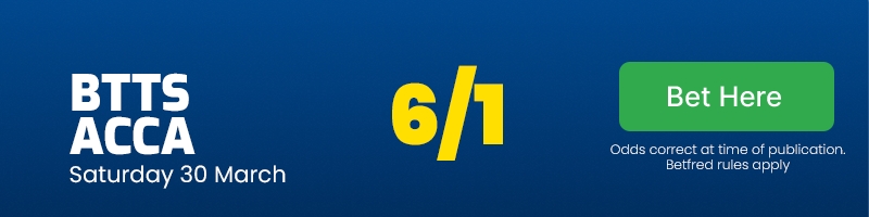 Both teams to score accumulator at 6/1