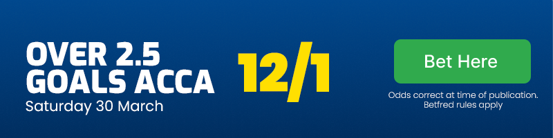 Over 2. 5 goals accumulator at 12/1