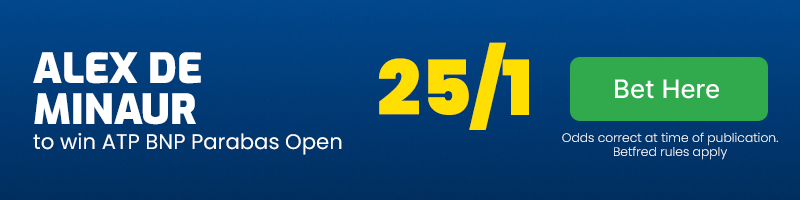 Alex de minaur to win parabas open at 25-1