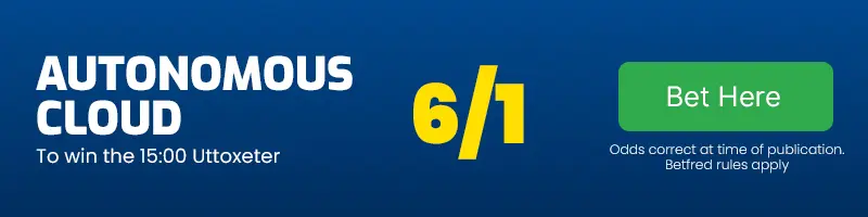 Autonomous cloud to win the 15. 00 uttoxeter at 6-1