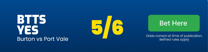Both teams to score yes at 5/6