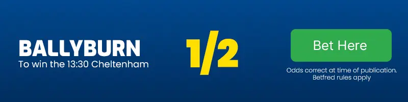 Ballyburn to win the 13. 30 cheltenham at 1-2