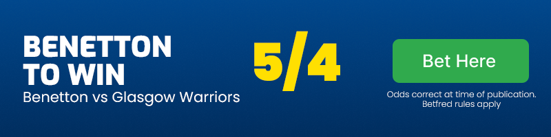 Benetton to beat glasgow warriors at 5-4