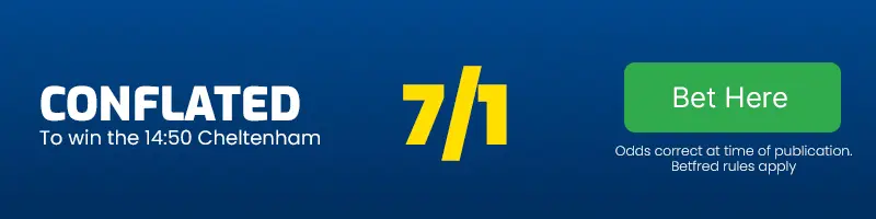 Conflated to win the 14. 50 cheltenham at 7-1