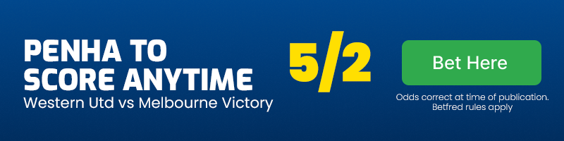 Daniel penha to score anytime in western united vs melbourne victory at 5-2